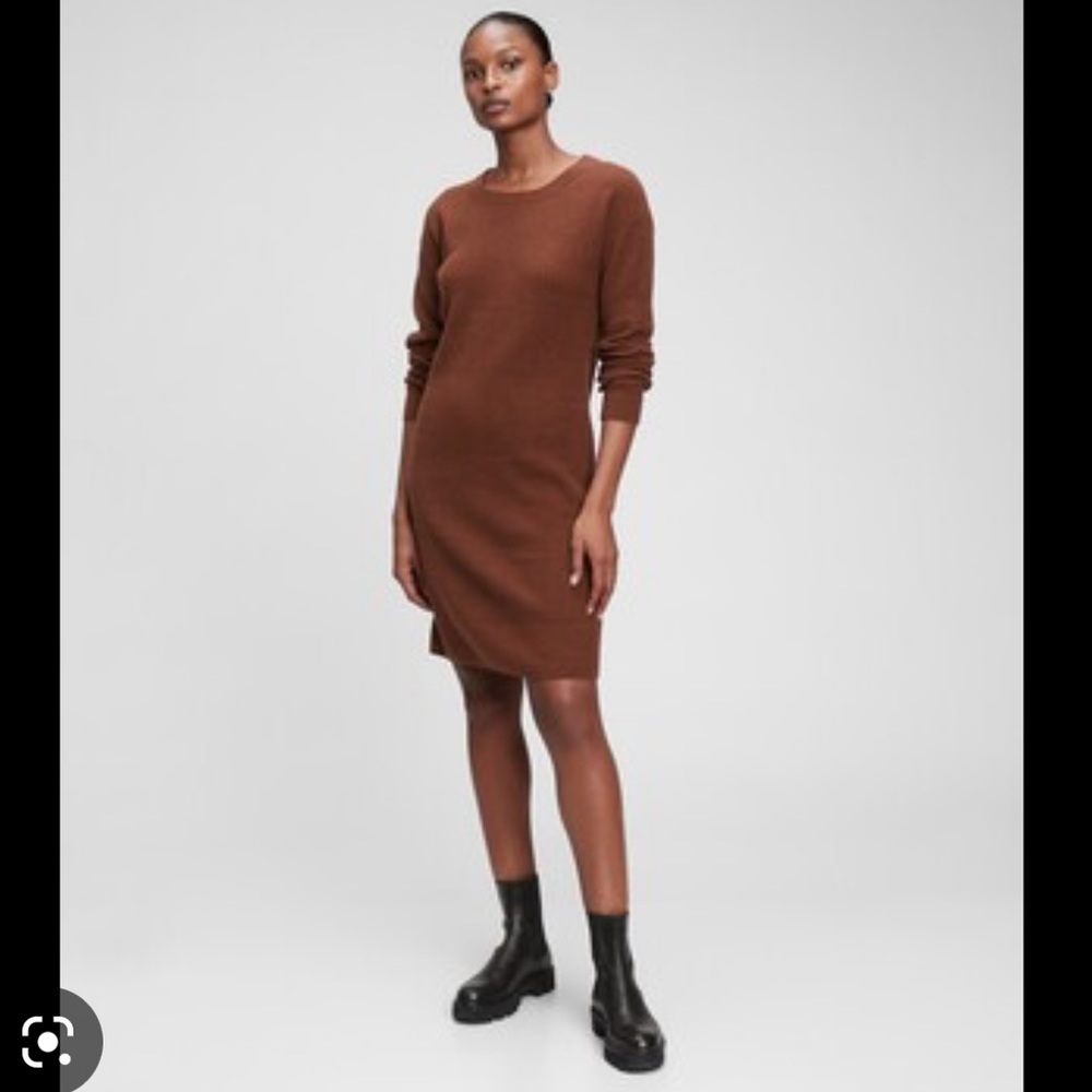 Gap Softest Crewneck Sweater Dress in Russet Brown